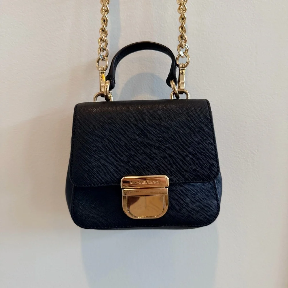 Michael Kors Black Saffiano Leather Bridgette Crossbody Mini Bag Removable Strap